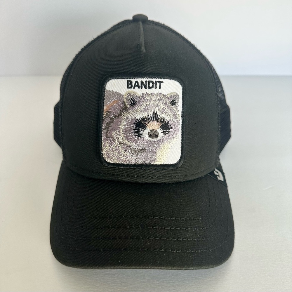 Goorin Bros Bandit Raccoon Patch Trucker Hat Black Animal Farm Cap snapback OS - Picture 3 of 14